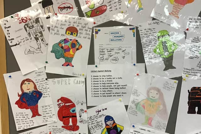 Children also drew 'anti-bullying' heroes.