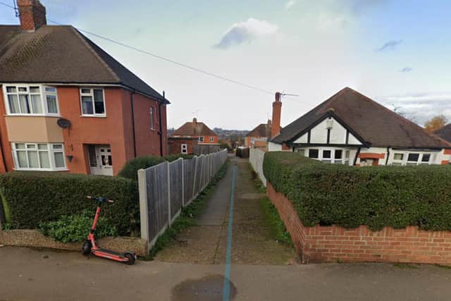 The alleyway between Gloucester Avenue and Friars Crescent in Northampton. Photo: Google