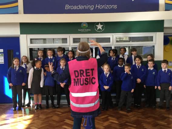 A music lesson at Eastfield Academy in Northampton