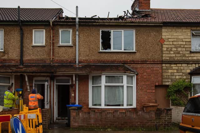 Engineers make on making the gutted house safe after Friday's blaze in Far Cotton