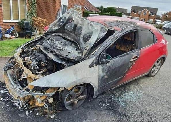 Justin Kirk's Honda was also destroyed in an arson attack in Weedon earlier this month