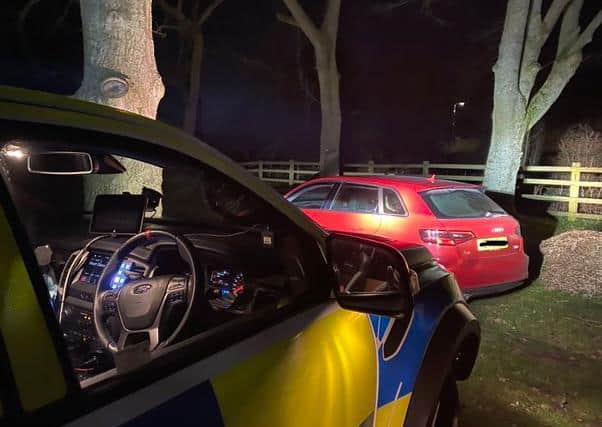 Police came across this car-load parked up in the countryside near Naseby on Saturday night. Photo: @hutch472