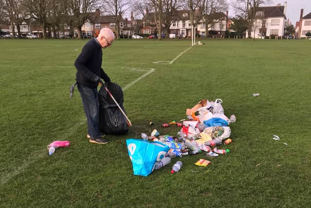 Selfless volunteers litter picked this morning in order to clear the park. Photo: Chris Calnan.