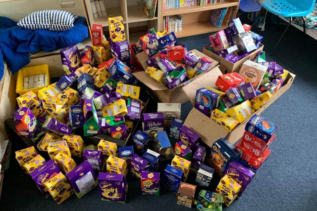 The school collected around 300 Easter eggs for the donation.