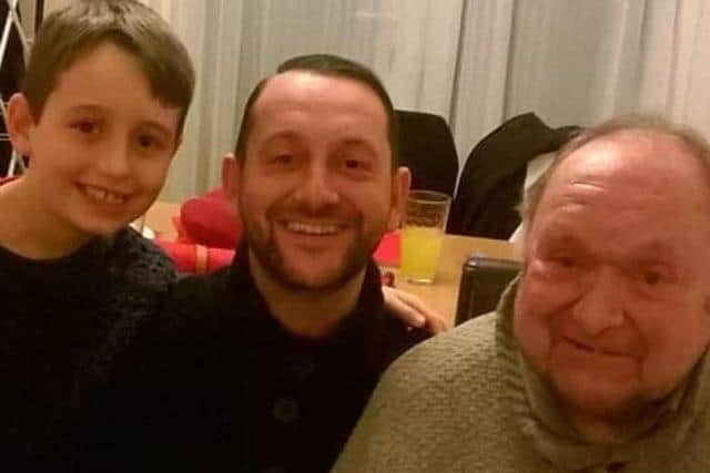 Lewis (left), with his dad, (middle), and his 'pappy', (right), who died last year.