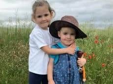 Albie with his older sister Ellie.