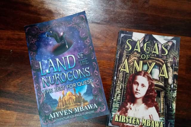 The girls' books - Land of the Nurogons by Aiyven and Sagas of Anya by Kirsten.