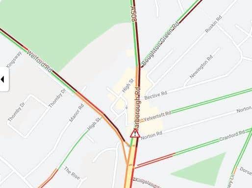 AA travel maps showed the traffic building up in Kingsthorpe at 9am