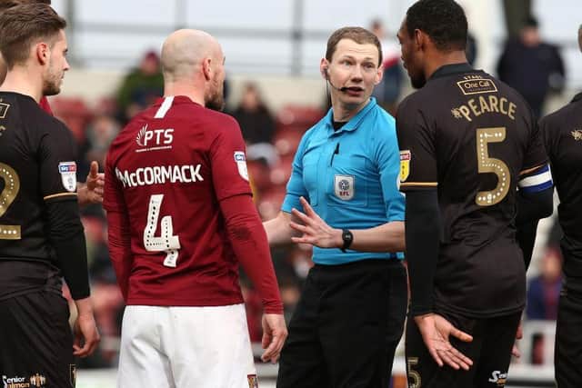 Alan McCormack was at the centre of several flashpoints during Saturday's fiery clash with Mansfield. Picture: Pete Norton