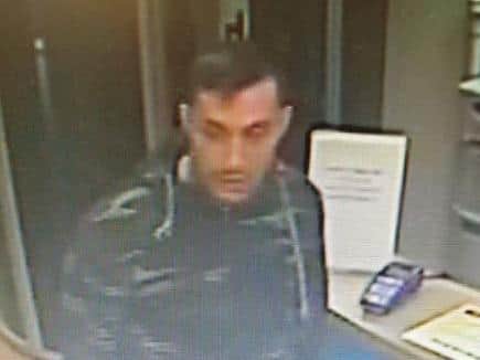 This man was caught on CCTV stealing a phone and trying to take cash from the till at The Tanning Shop in Wellington Street, Northampton.
