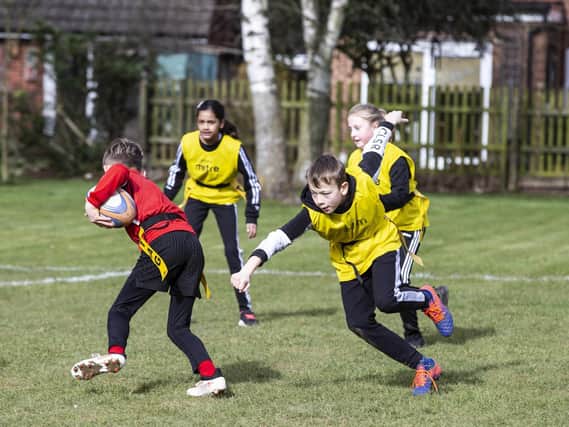 Pupils and staff from Boothville Primary School attempted to break a world record in support of Sport Relief. Photo: Kirsty Edmonds.