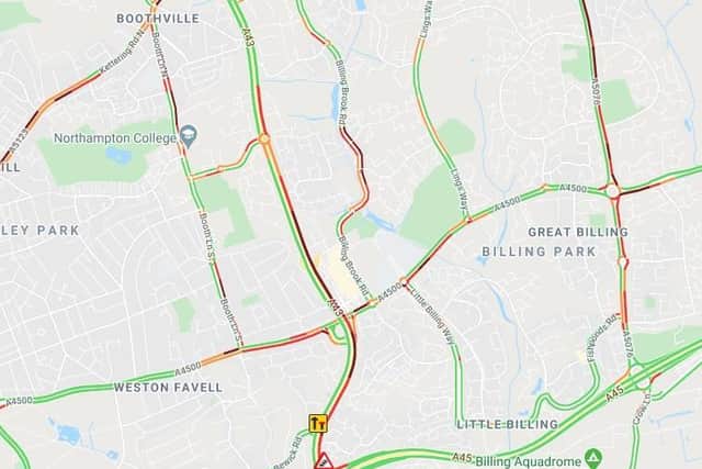 There is heavy traffic on A43. Photo: AA Traffic