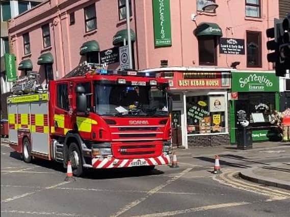 A fire engine was spotted at the entrance to Gold Street this afternoon.
