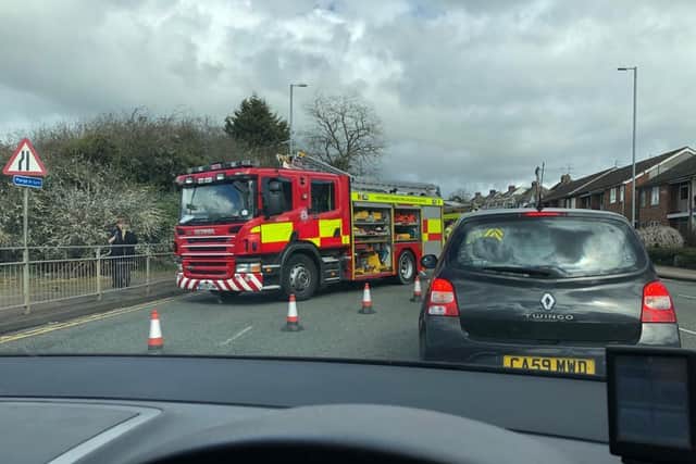 Traffic was stranded on the Kettering Road as emergency services dealt with the accident