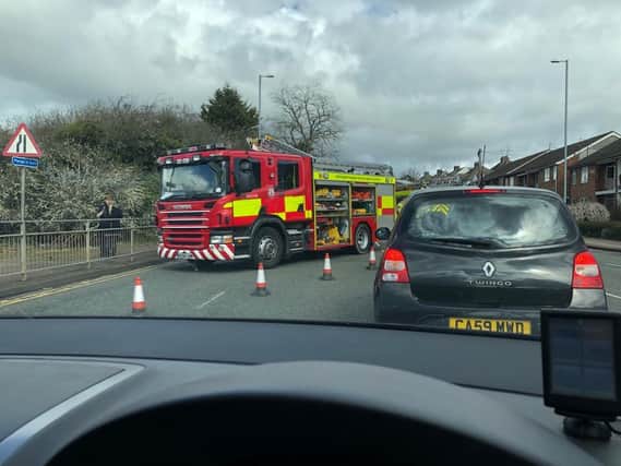Traffic was stranded on the Kettering Road as emergency services dealt with the accident