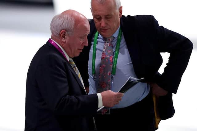 Rick Parry (right) with former FA chairman Greg Dyke