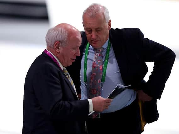 Rick Parry (right) with former FA chairman Greg Dyke