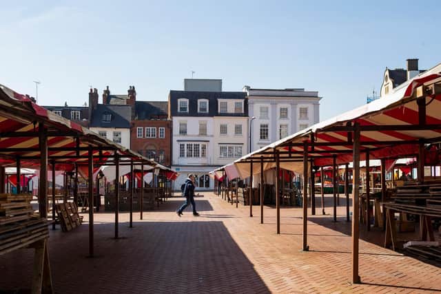 Northampton's Market Square was errily quiet on Tuesday as the town winds down to prevent spreading coronavirus.