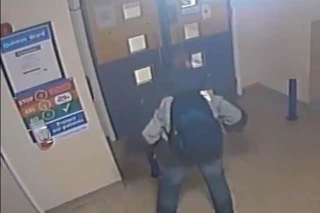 A man was caught on CCTV stealing a hand sanitiser pump from off a wall at Northampton General Hospital.