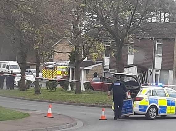 Police have put a cordon around the ongoing incident as residents are evacuated.