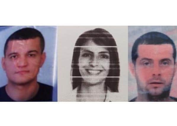 Police issued photos of three people they want to speak to after raids on two cannabis factories