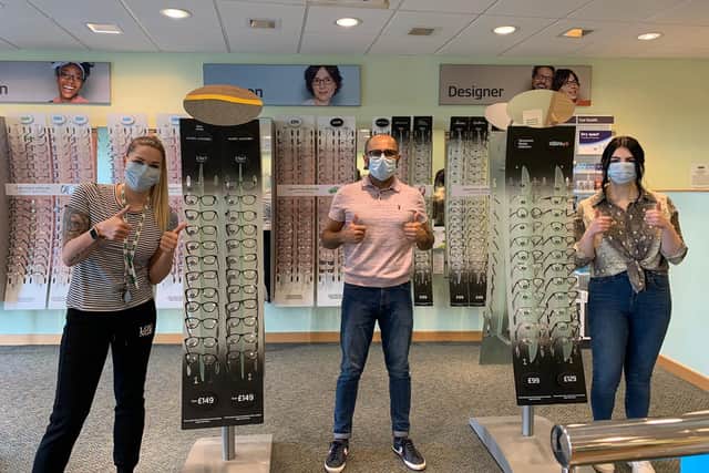 (Left to right): Sammie Rosetti, instore trainer; Mitesh Bhudia, lead optometrist and Sophie Denton, contact lens supervisor are still providing care to key workers in Northampton.