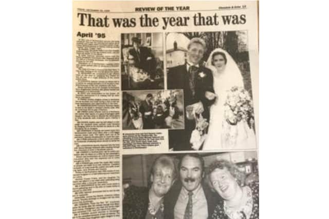 The Chron even joined the couple on their wedding day for a photo in the paper.