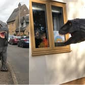 Reggie the Rex roamed the streets of a Northamptonshire village to help bring joy during the lockdown.