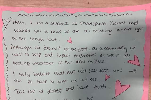 One of the letters written by a pupil.