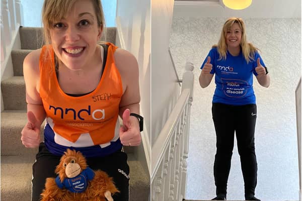 Steph Steward successfully completed the mammoth challenge of climbing the equivalent of Mount Everest on her stairs.