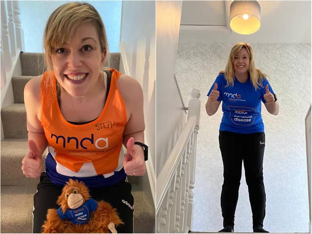 Steph Steward successfully completed the mammoth challenge of climbing the equivalent of Mount Everest on her stairs.