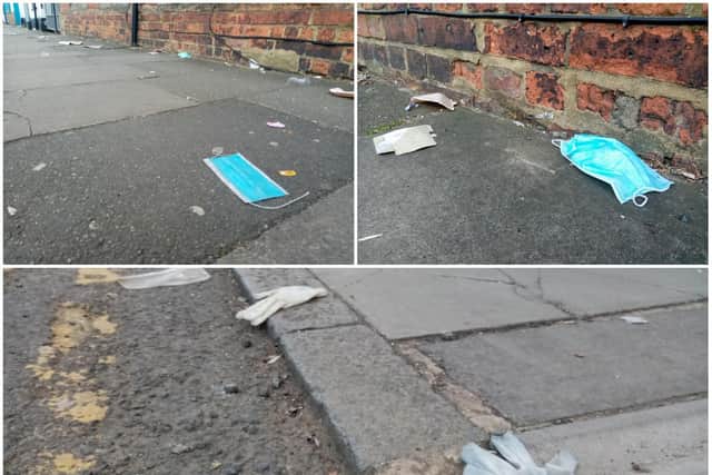 These discarded masks and gloves were pictured on streets in The Mounts.