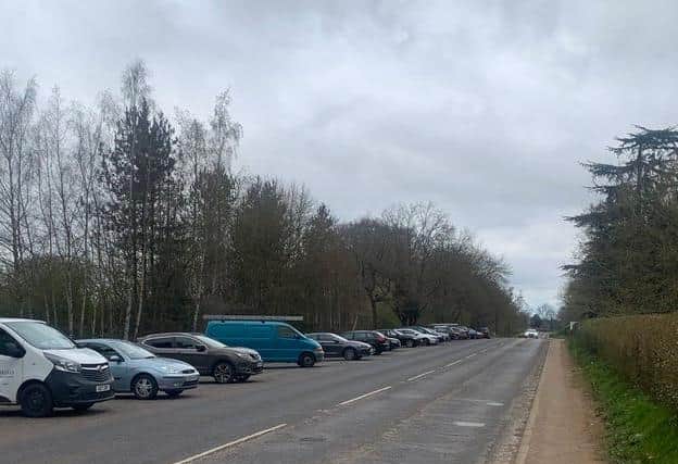 Plenty of vehicles parked near Harlestone Firs last week despite the lockdown