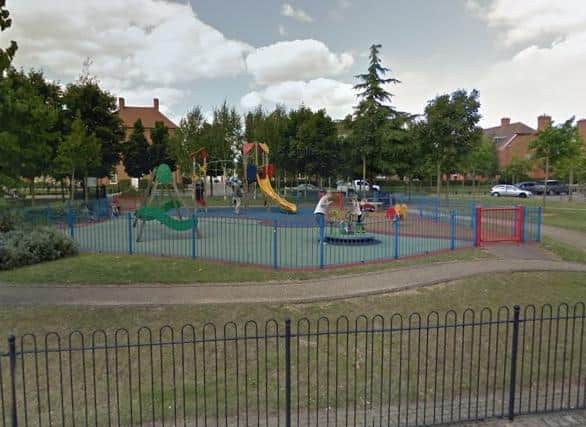 Two people were found in the play area in Duston last night. Photo: Google Maps