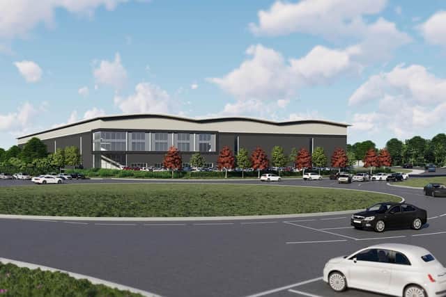 A CGI of the entrance to the employment park and the new roundabout on the A43. Picture courtesy of IM Properties.