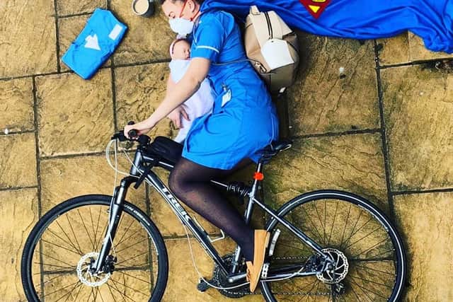 One of the highlights so far has been an NHS midwife join the campaign, her photo depicting her in superwoman cape on a bike with baby in her arms.