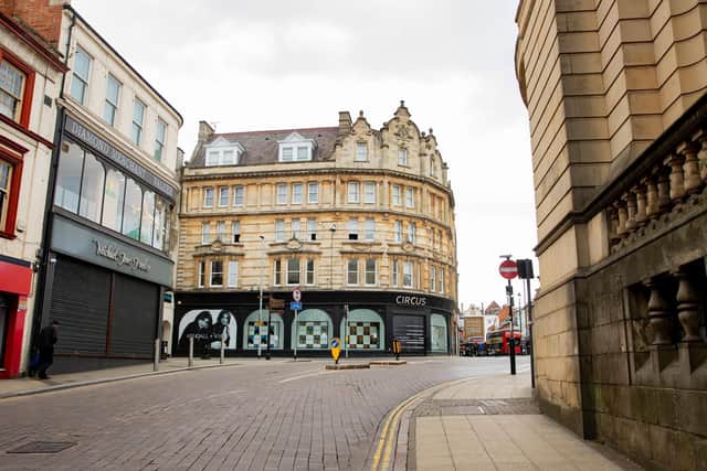 Streets are empty in Northampton town centre as people stick to the lockdown. Photo: Leila Coker