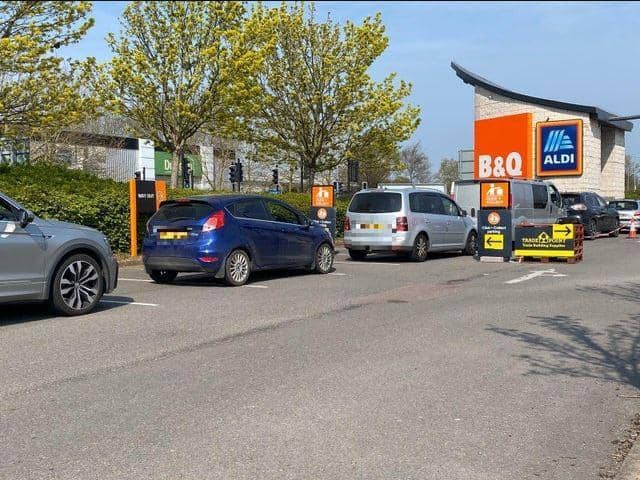 Huge queues as online customers struggle to get their goods at B&Q over Easter