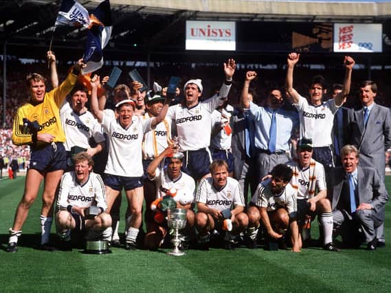 Luton celebrate winning the Littlewoods Cup in 1988