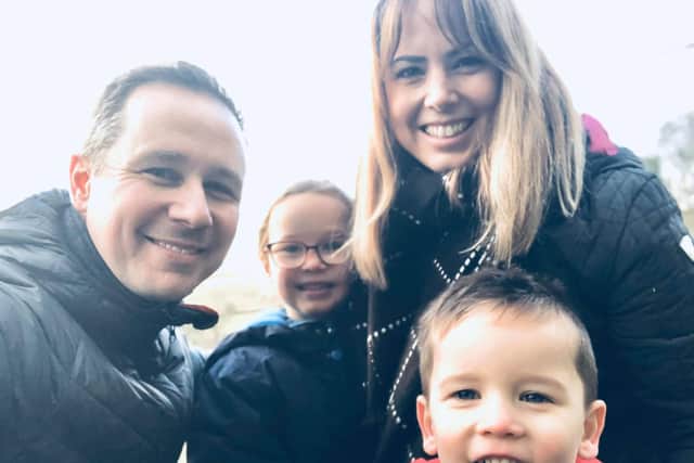 Left to right: Rich, Amelie, Frankie and three-year-old Jack all teamed together to make sure the filming ran smoothly.
