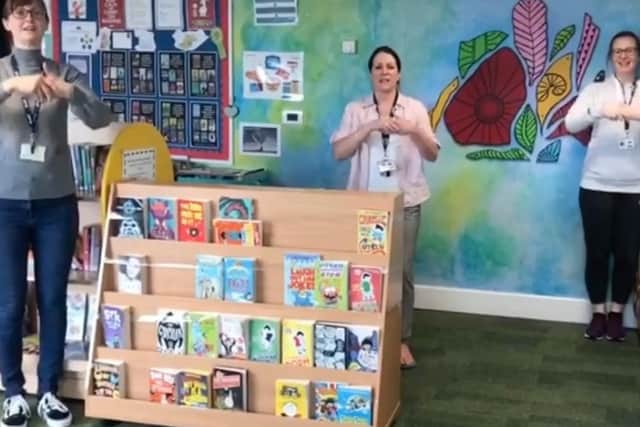 Staff at Upton Meadows Primary School used sign language in a video to tell students how much they are missed.