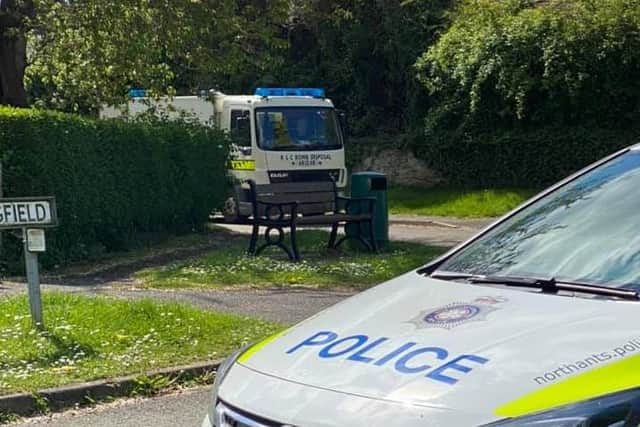 The bomb disposal squad at the scene. Picture by Kevin Martin.