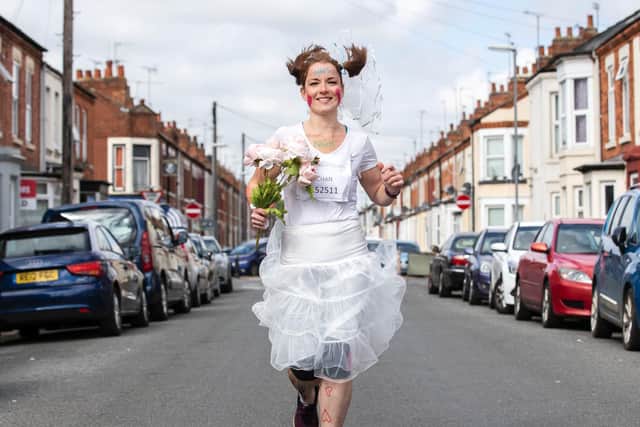 Chantelle and her husband-to-be should be getting married next month but instead she's putting her wedding accessories to good use raising money for charity. Pictures by Kirsty Edmonds.
