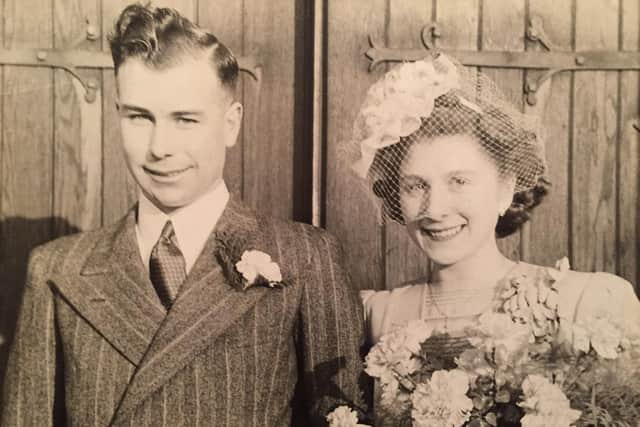 John and Peggy pictured on their wedding day in 1947.