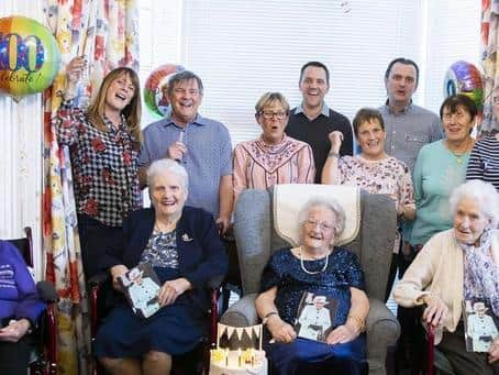 Pictured front (left to right): Nancy Summers, Joan Gammage, Isabella Samuels and Edna Grant at Isabella's birthday party on December 1 2019. Picture by Kirsty Edmonds.