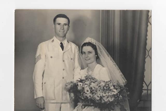 Thelma and Frank snapped on their wedding day.