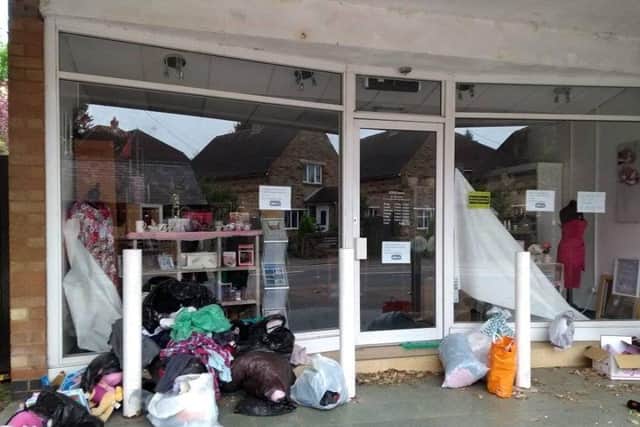 Donations are being left outside the RSPCA Duston shop.