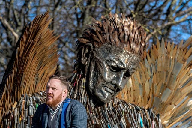 The Knife Angel's creator, Alfie Bradley, describes it as "a memorial to those whose lives have been affected by knife crime". Credit James Hardisty.