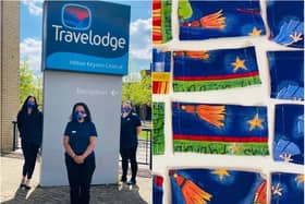 The Travelodge hotel team were gifted 50 handmade PPE masks by the Y8 class at Guilsborough Academy.