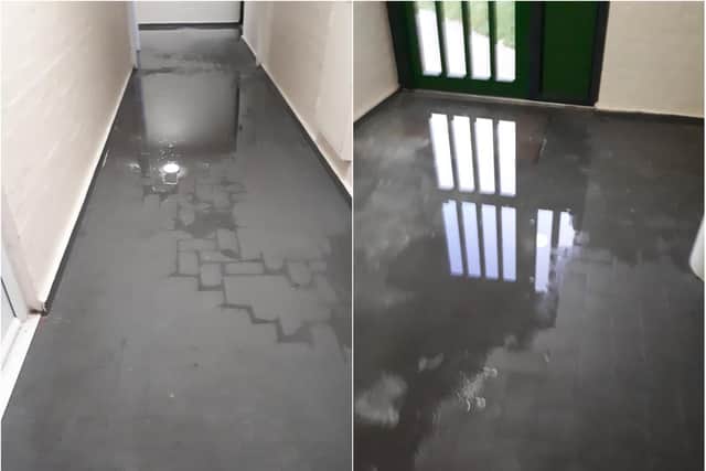 Residents have been left disgusted by the flooding in their block of flats.